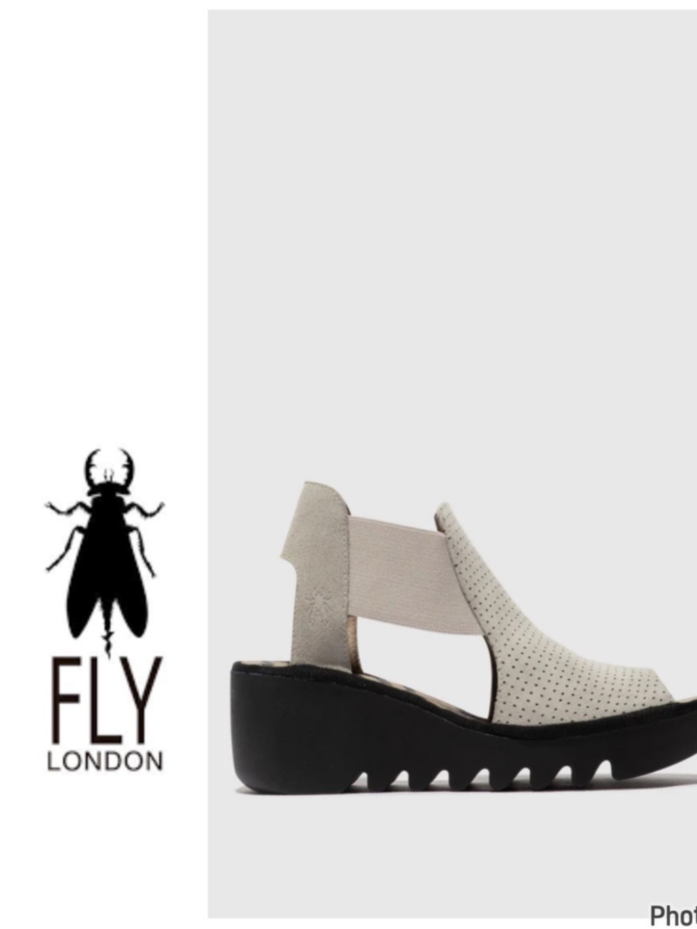 Fly London Beige Perforated Wedge Sandals with Black Sole